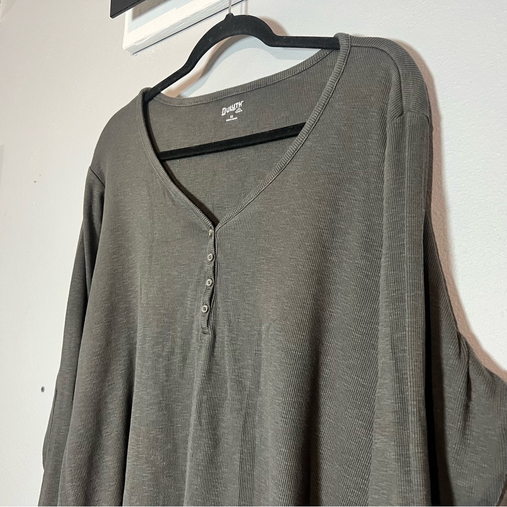 Duluth Trading Co Grey Gray No-Yank Long Sleeve Henley Womens Size 3X 3XL - Picture 3 of 10